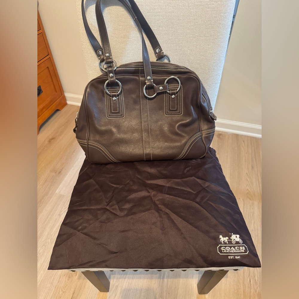 Coach Vintage Brown Leather Soho Satchel Purse with Dust Bag F10581 - Picture 4 of 16